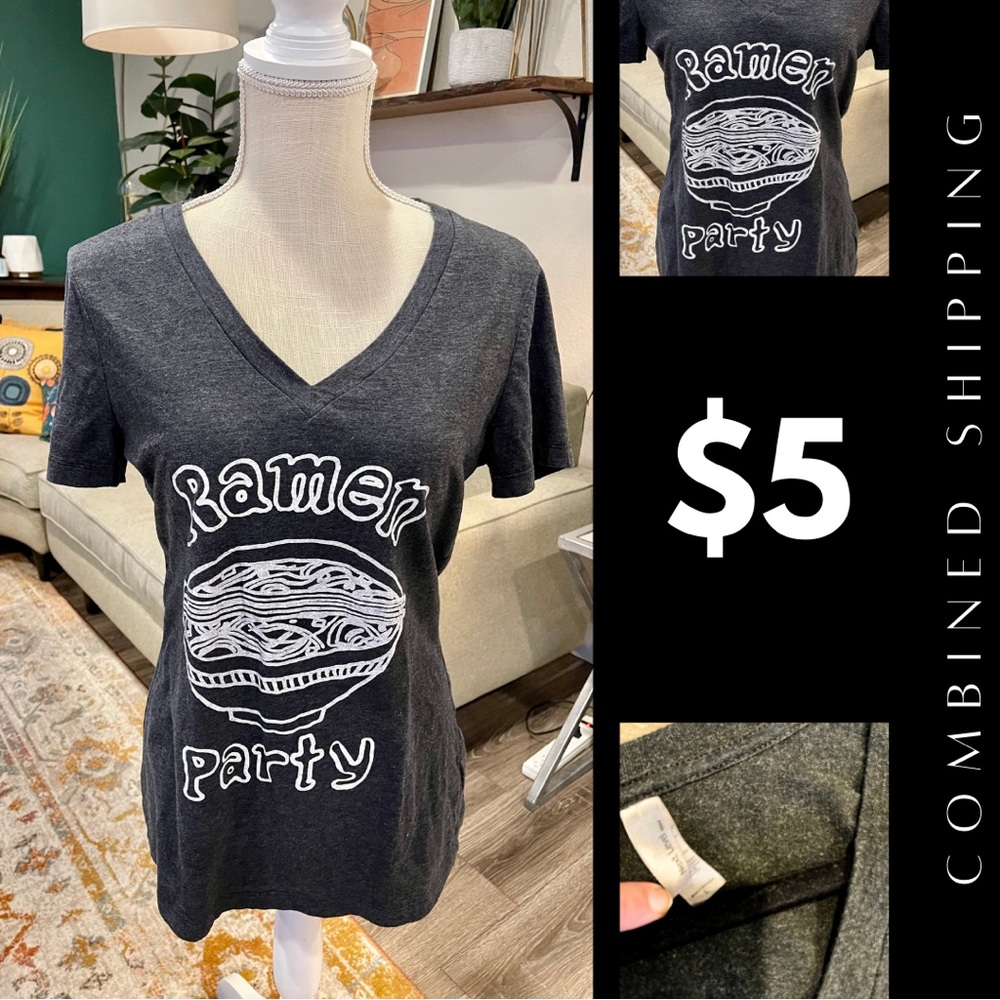 Heather gray v-neck cotton t-shirt. Longer, very flattering fit. Unisex.